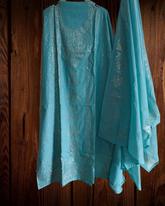 Pure Mul Chanderi Mukesh Work Unstitched Suit with Dupatta
